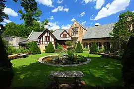 A view of The Bakken Museum from the medicinal garden