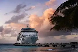 Costa Deliziosa at sunset in Grand Turk Island.