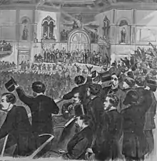 Woodcarving of the failed 1860 Charleston convention
