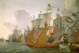 Image 12Lieve Pietersz Verschuier, Dutch ships bomb Tripoli in a punitive expedition against the Barbary pirates, c. 1670 (from Barbary pirates)