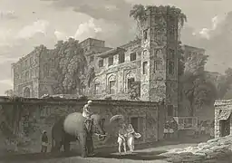 An etching of Bara Katra by Sir Charles D'Oyly in 1823