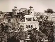 Hazuri Bagh Baradari in 1870, showing the first level pavilion