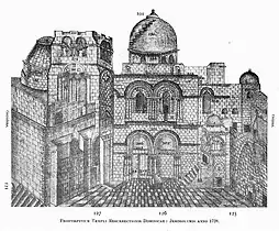 The Holy Sepulchre, featuring the immovable ladder