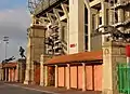 Gold lion and other statues at Twickenham Stadium