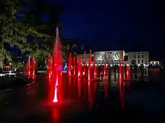 Colorful fountains at night