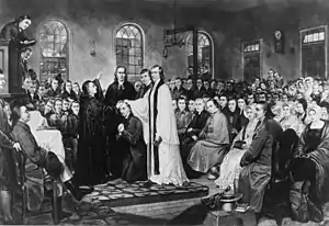 The Ordination of Bishop Francis Asbury at the December 1784 "Christmas Conference".