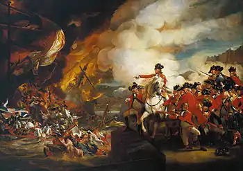 The Defeat of the Floating Batteries at Gibraltar, September 1782, also known as The Siege and Relief of Gibraltar, was painted in 1783 by American artist John Singleton Copley. Guildhall Art Gallery