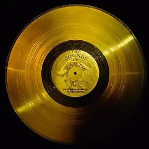 The Voyager Golden Record, as included aboard the Voyager 1 and Voyager 2 spacecraft, features audio recordings and encoded pictures