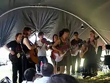 The Strangelings in the Budgiedome at the Falcon Ridge Folk Festival