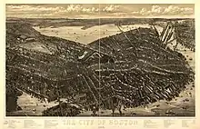 Image 20An 1877 panoramic map of Boston (from Boston)