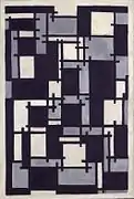 Theo van Doesburg, 1918, Compositie X, oil on canvas, 64 x 43 cm, Musée National d'Art Moderne, Paris. Theo van Doesburg (1921) Classique-Baroque-Moderne, Anvers: De Sikkel, Paris: Léonce Rosenberg