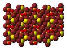 Molecular arrangement in solid SOBr2 (note that this is dramatically different from the crystal structure of its chloride analogue)