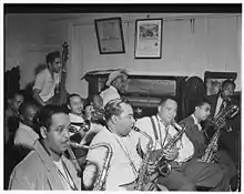 Joe Thomas, Omer Simeon and Eddie Wilcox, Loyal Charles Lodge No. 167, New York, c. October 1947