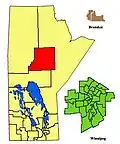 The 2011-2019 boundaries for Thompson highlighted in red.