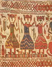 The Skog Church Tapestry portion possibly depicting Odin, Thor and Freyr