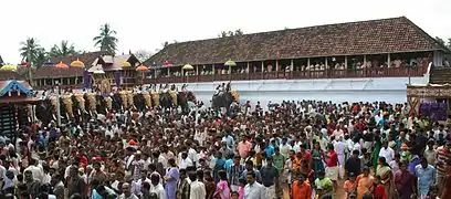 Caparisoned elephants during the festival