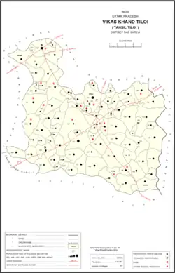 Map showing Rajamau (#127) in Tiloi CD block