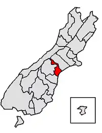 Location of the Timaru District within the South Island