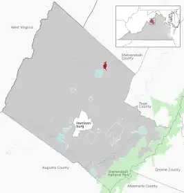 Location of Timberville within Rockingham County