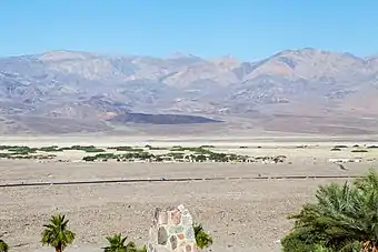 Death Valley Indian Community, looking west toward the village from a hill one mile away across highway 190