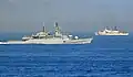 PNS Tippu Sultan participating in Exercise Aman in Indian Ocean with the United States Coast Guard in 2009.