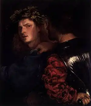 The Bravo, an example of a painting often attributed to Titian or Giorgione, but also to Palma Vecchio