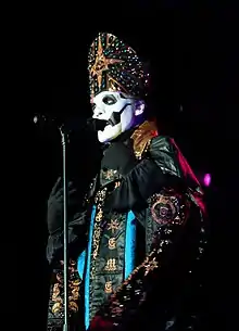 Forge performing with Ghost in his Papa Emeritus IV persona at Hellfest 2022