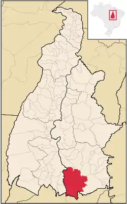 Location of Paranã in the state of Tocantins