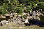 Garden at the Tokushima Castle, dominated by rocks