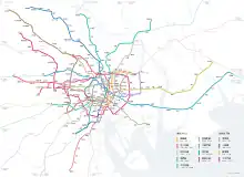 Map of Tokyo Metro and Toei Subway rail lines in Tokyo.