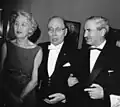 Gábor Kornél Tolnai, to the right, meets Eugene Wigner, in the middle, in Stockholm on December 13, 1963. Wigner was awarded the Nobel Prize in Physics on December 10, 1963. Mrs Mary Annette Wheeler Wigner to the left.