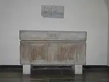 A photo of an ancient sarcophagus