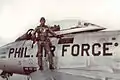 Captain Tony Bautista on his F-86 Sabre Jet Fighter (1964)