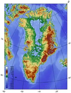 Topographic map of Greenland