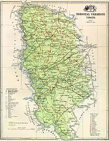 Map of Torontál county in the Kingdom of Hungary