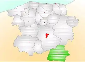 Map showing Tosya District (green) in Kastamonu Province