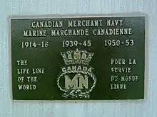 Plaque commemorating the Canadian Merchant Navy.