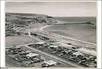 Rapid Bay, South Australia in 1950 with its limestone quarry and jetty for loading limestone onto ships