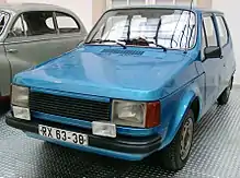 A blue Trabant