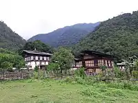 Traditional Bhutanese houses in Lophokha, Athang