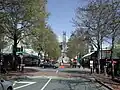 The cathedral acts as a terminating vista for Trafalgar Street, one of central Nelson's main retail streets.