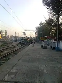 Up and Down Trains in Barasat railway station at platform Number 1 and 2.