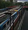 A rare sight: three trains at Moorabbin during the Family Fun Day in November 2016