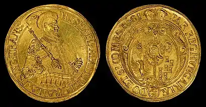 1681 25 Ducat gold coin, depicting Michael I Apafi as Prince of Transylvania