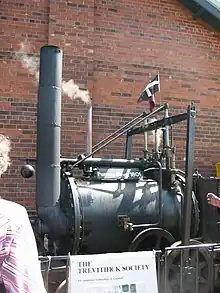 Image 34A replica of Richard Trevithick's 1801 road locomotive 'Puffing Devil' (from History of the automobile)