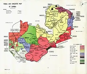 Image 3Tribal and linguistic map of Zambia (from Zambia)