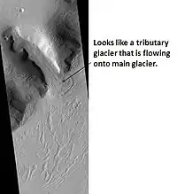 Tributary Glacier, as seen by HiRISE. Location is Ismenius Lacus quadrangle.