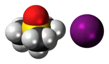 Space-filling models of the component ions of trimethylsulfoxonium iodide