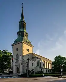 Trinity Lutheran Church in Worcester, Massachusetts, begun 1948 and completed in 1951. The design was heavily influenced by Scandinavian church architecture.