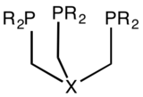 A tripodal triphosphines, X can be CR, SiR, Si−, BR−, B, N, P etc.